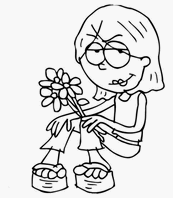 coloriage lizzie mc guire et son bouquet de fleurs